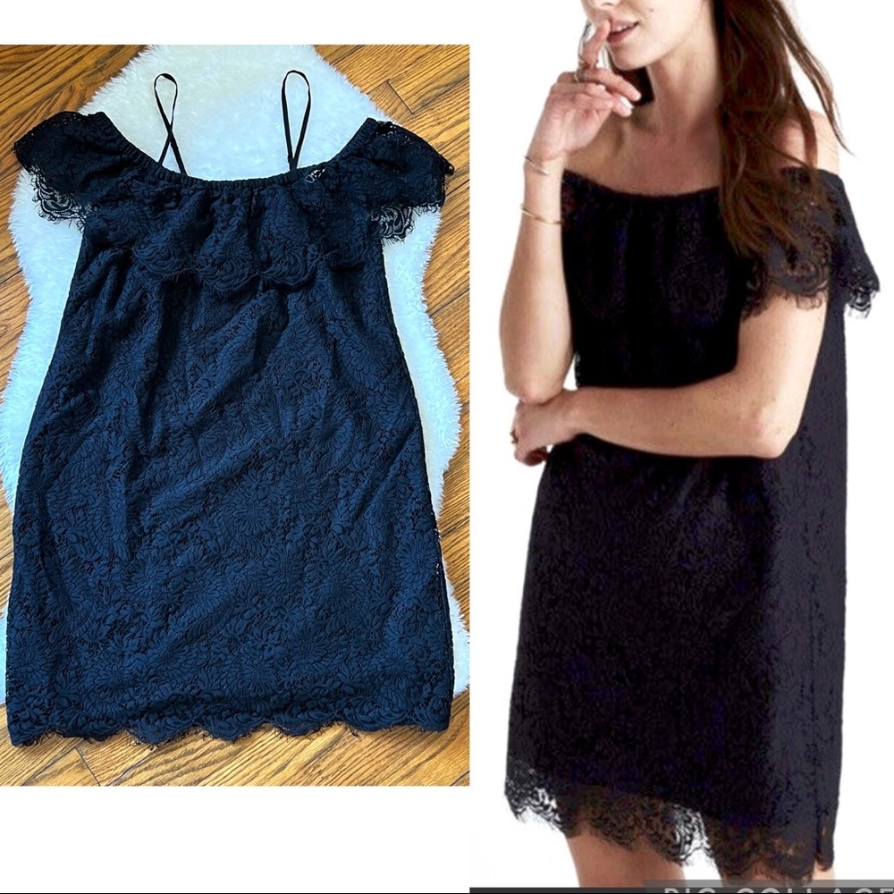 Madewell Floral Lace Off Shoulder Oversized Mini Dress Sz 0